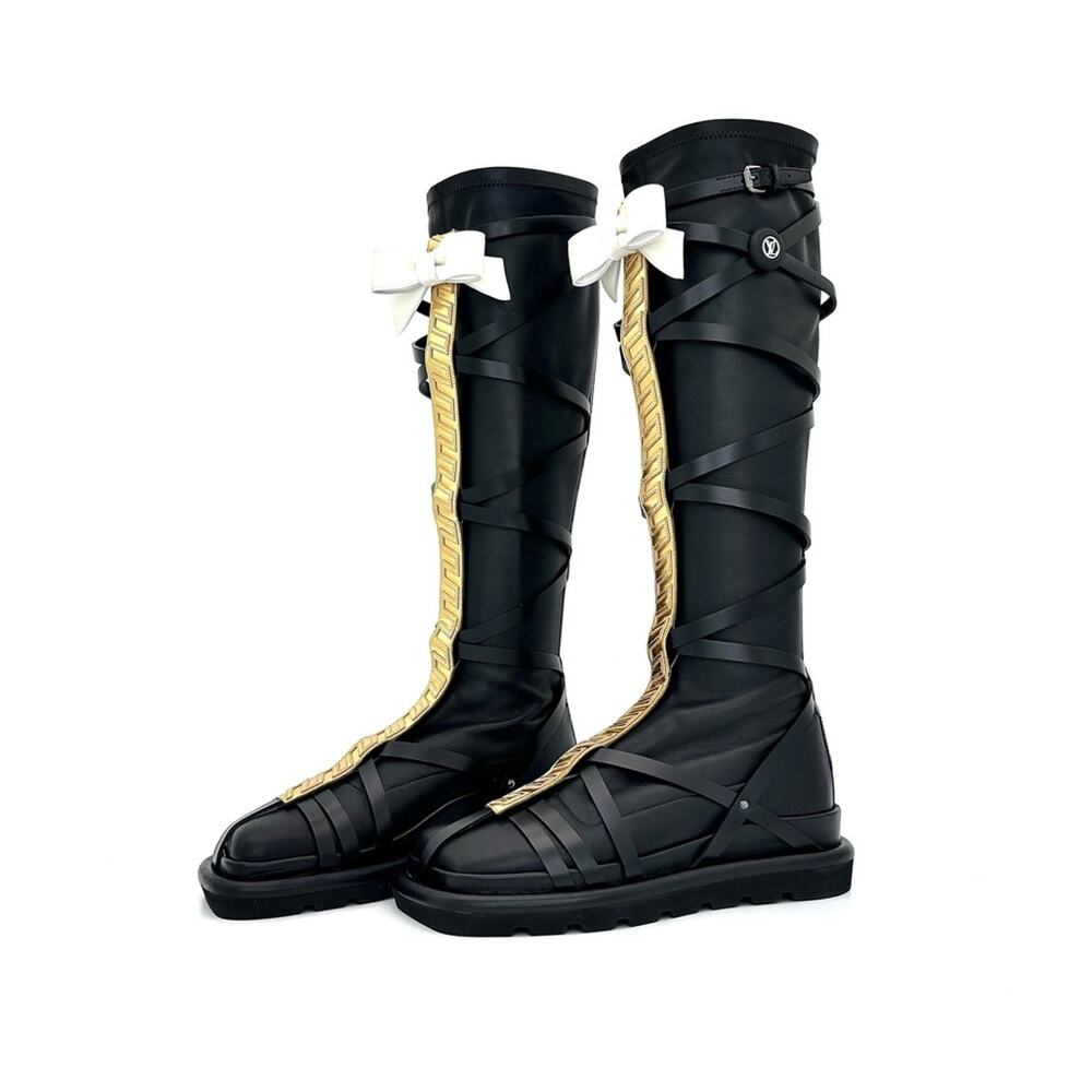 NIB Louis Vuitton A/W 2021 Runway Fornasetti LV Monogram Knee High Boots 37